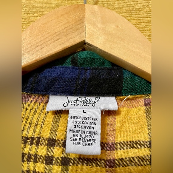 Women’s Just Polly Mixed Plaid Button Down Shirt Size Large - Picture 3 of 5